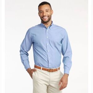 LL Bean Wrinkle Free Classic Oxford Shirt Traditional Fit French Blue